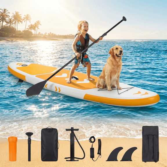 Naipo 120"x30"x6" Inflatable Paddle Board Stand Up Paddle Board SUP Board Ultra-Light (17LBS) For Summer Surfing, Orange