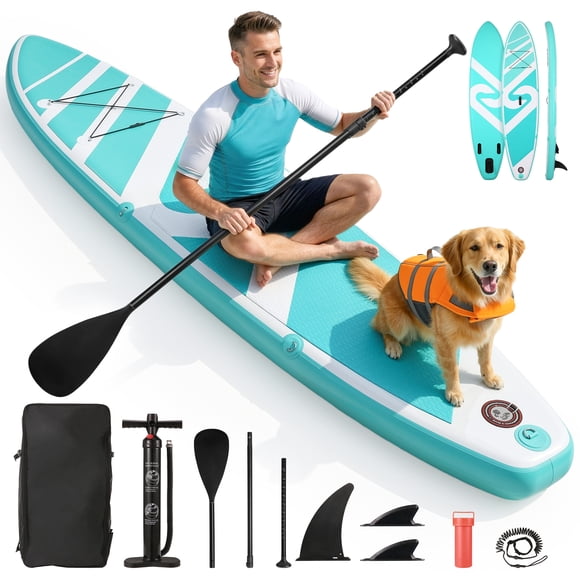 Naipo Inflatable Paddle Board 10FT Stand up Paddle Board 10' SUP 6 in.Thick Board Carry Bag & Fast Pumping Green