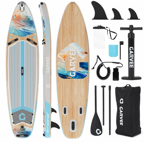 Inflatable Paddle Board - Wide SUP with Camera Mount 450 lbs Capacity and Complete Accessories for Water Recreation