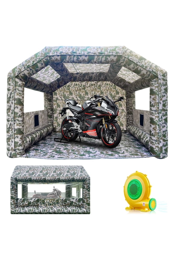 Inflatable Paint Booth 10x8.2x8.2 FT with 550W Blower, Carbon Filter Windows, Portable Spray Booth for Car Painting, Auto Body Work, Furniture Refinishing, Mobile Garage Paint Tent
