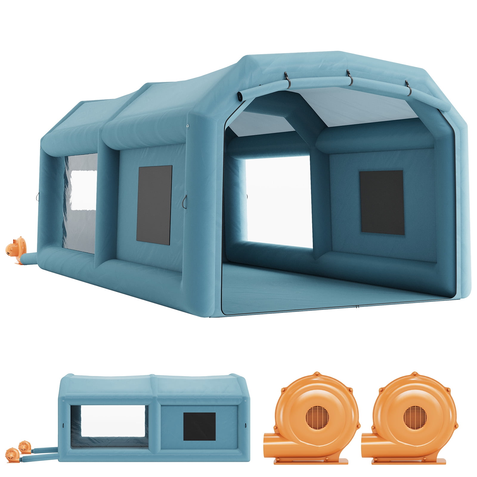 Inflatable Paint Booth 20x11.5x9 FT, Portable Inflatable Spray Booth with 2 Powerful Blowers and Air Filter System, Car Paint Tent for Motorcycle, Bicycle, Auto Part Painting