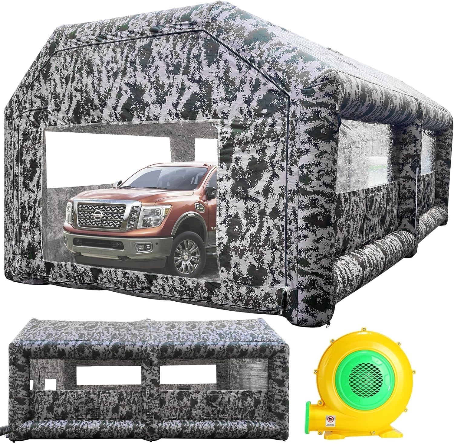Inflatable Paint Booth 20x13x9FT Large Inflatable Spray Booth Tent with Air Filter System Air Blower for DIY Spray Car Parts Painting Workstation Motorcycle Garage