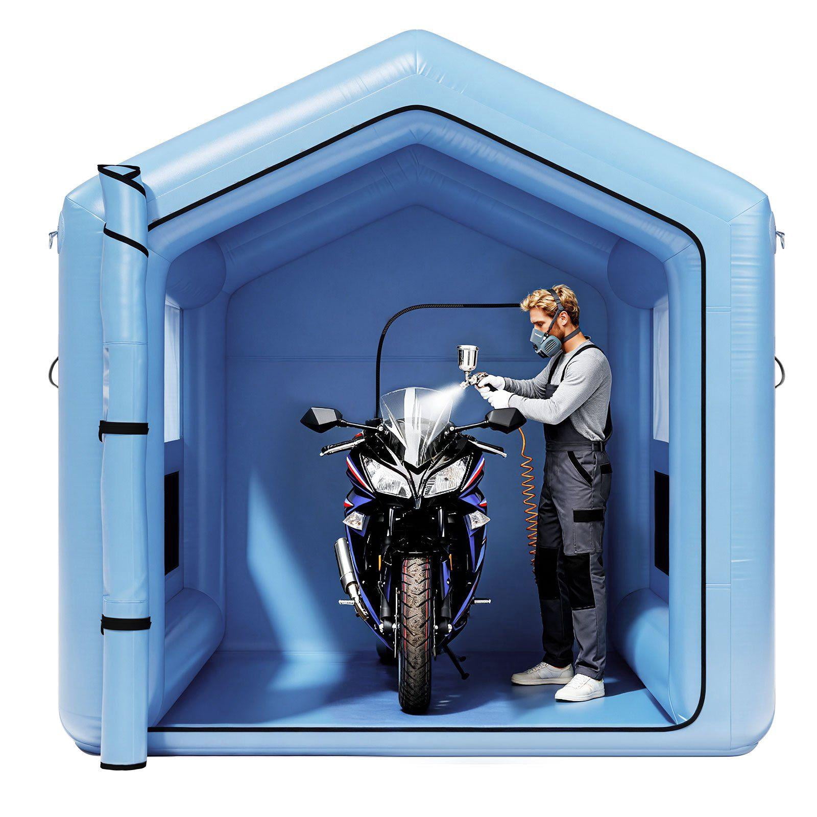 Inflatable Paint Booth 9.84x8.2x8.2ft with 550W Blower Air Filter System Triangular Roof for Automotive Motorcycle Bicycle Spray Painting