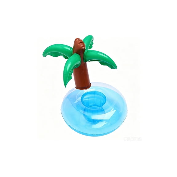 Inflatable Palm Tree And Cactus Drink Holder Pool Cup Float For Summer Beach Party Light Blue 1 Pack