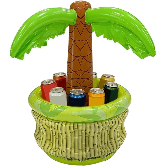 Inflatable Palm Tree Cooler Floating Drink Ice Bucket Tropical Party