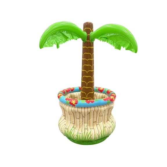 Inflatable Palm Tree Drink Cooler Float – Pool & Beach Beverage Ice Bucket with Built-in Insulation, Tropical Floating Cooler for Summer Parties, 24-Inch Diameter