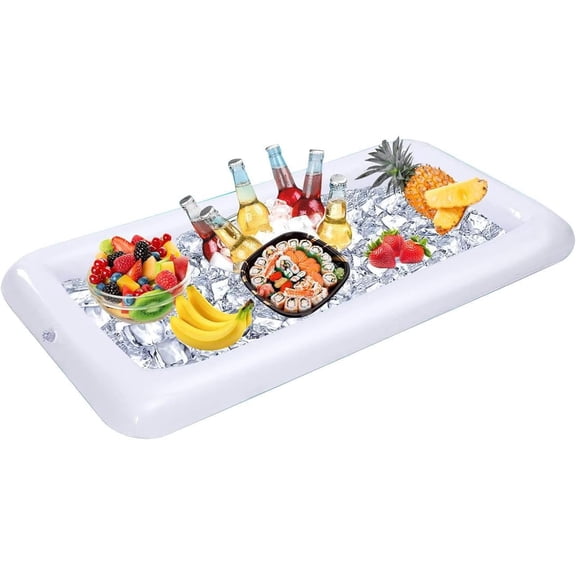 Inflatable Party Tray, Pool Ice Floating Bar for Parties, Beach Wedding Supplies Pool Buffet for Drinks Fruits Salads