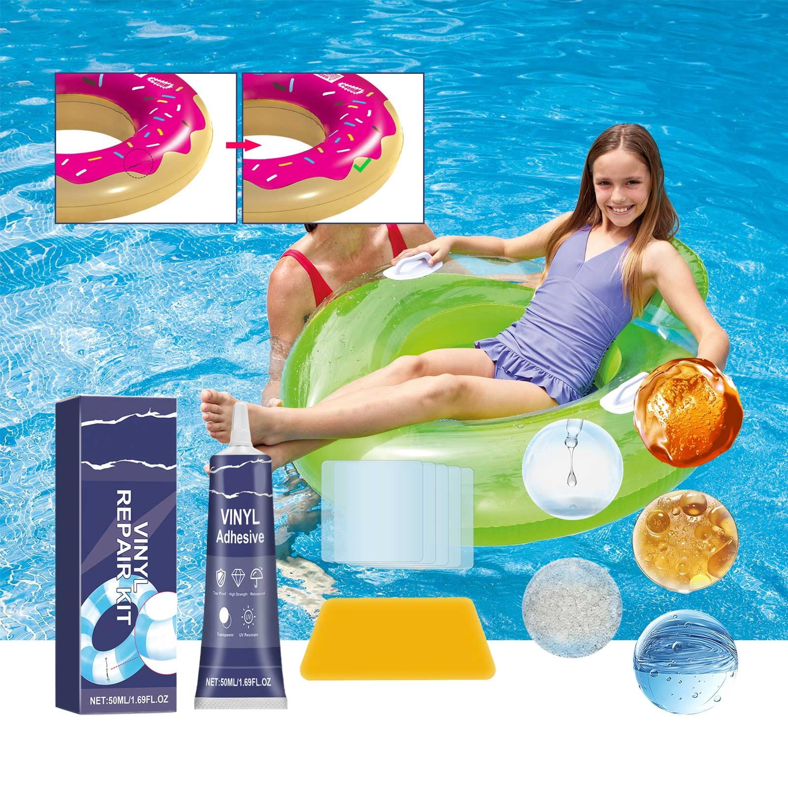 Inflatable Patch Kit Water Proof Air Mattress Patch Kit For Blow Up PU