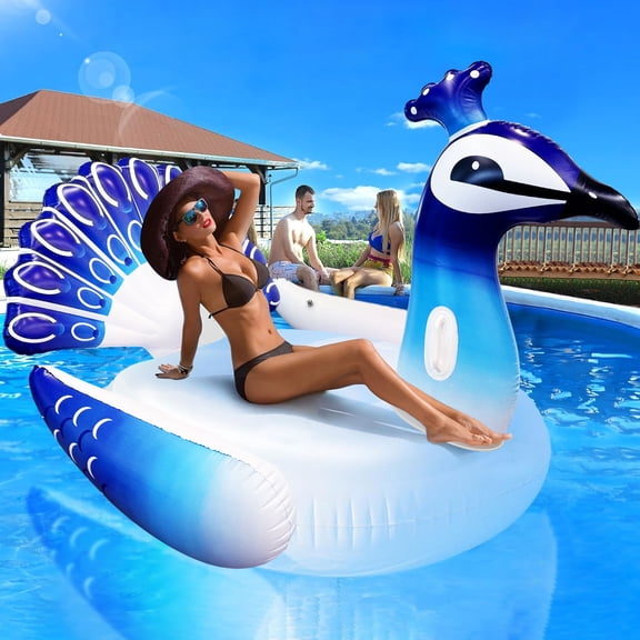 Inflatable Peacock Pool Float, Beach Floaties, Party Decoration Toys, Summer Pool Lounge for Adults & Kids Water Fun