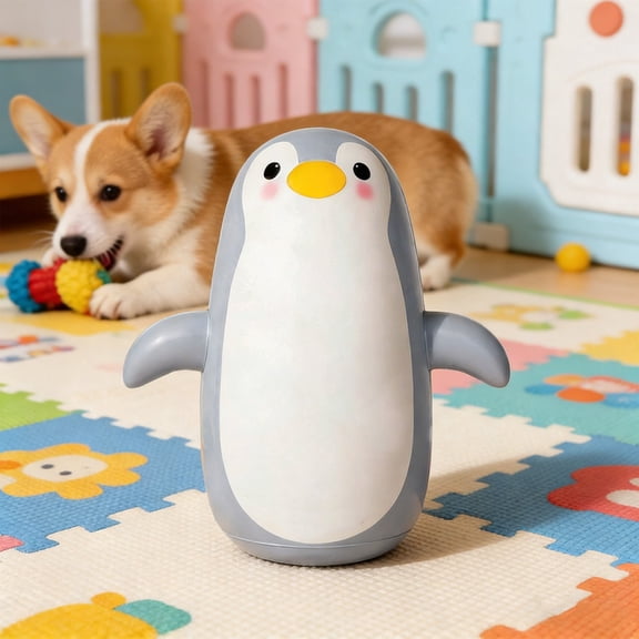 Inflatable Penguin Tumbler, Thickened PVC Bounce Back for Indoor Activity, Inflatable Penguin