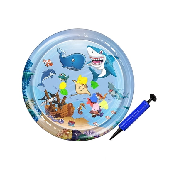 Inflatable Pet Cooling Water Bed with Floating Fish Design, PVC Mat for Indoor/Outdoor Dog pet Play & Rest (100cm)