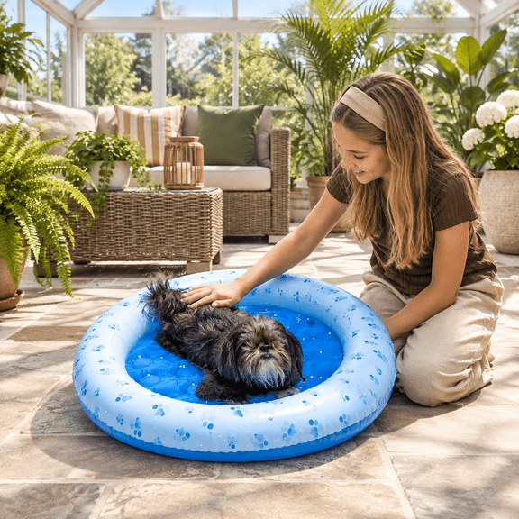 Inflatable Pet Float for Small to Medium Dogs Up to 35 Lbs for Pool Beach Lake