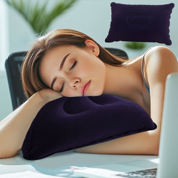 Inflatable Pillow Camping Cushion, Pvc Material, Water-resistant Plush Surface, Portable Travel Pillow, Neck Support Design for Outdoor Napping, Topliu