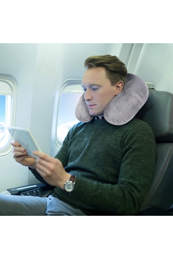 Inflatable Pillow Kadlawus Inflatable Pillow, U Shape Air Travel Neck Pillow, Blow Up Airplane Pillow for Sleeping, Portable Compact Pillow with Soft Cover, Adjustable Firmness, Easy Inflate Deflate