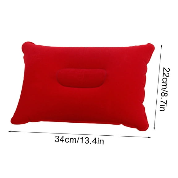 Inflatable Pillow Red Ultralight Pillow Camping Travel Pillow Small Squared Flocked Fabric Air Pillow for Camping and Hiking