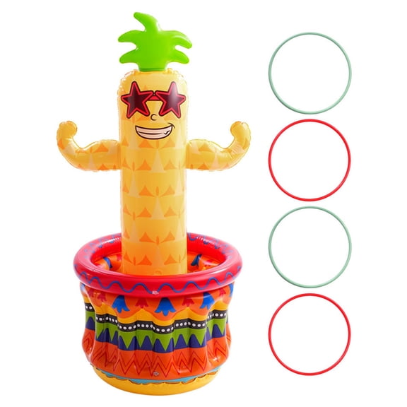Inflatable Pineapple Cooler, 2-In-1 Ring Toss Game, 48.0 X 23.6 Inch For Pool Party Summer Beach