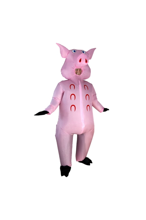 Inflatable Pink Pig Costume - Funny Farm Animal Outfit For Parties, Halloween & Cosplay,Height 4'11"-6'3",Pig