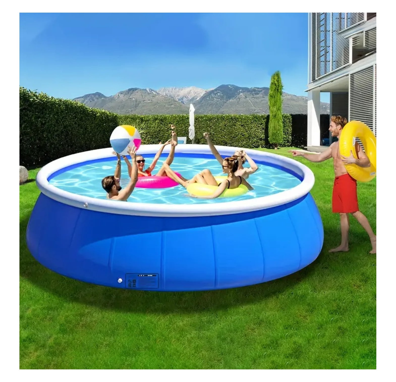 Inflatable Pool 305x76cm, PVC Outdoor Coil Mesh Pool for Garden, 4700L/1200GAL Capacity, Easy Setup & Storage