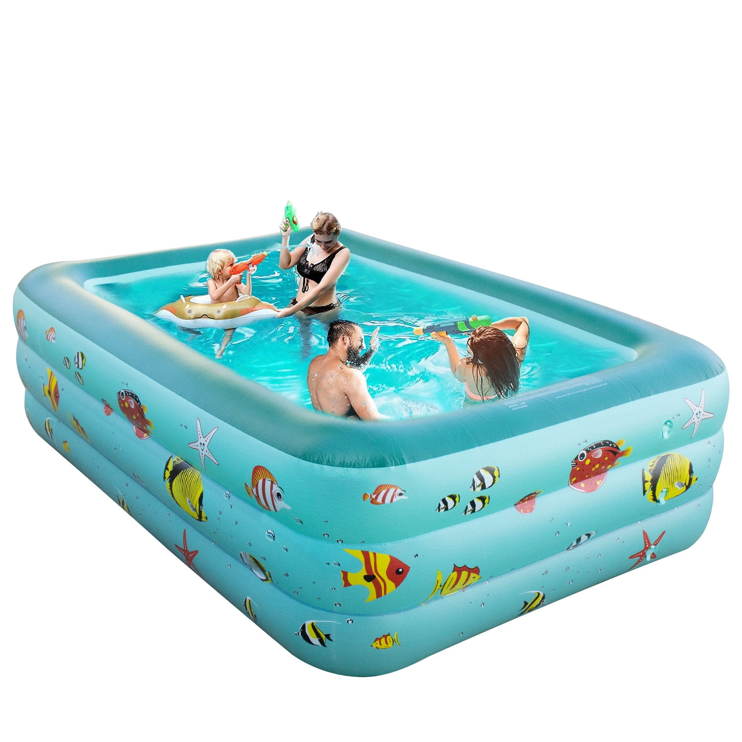 Inflatable Pool 6.9 x 5 x 1.8 ft Family Swimming Pools for Kids Toddlers Infant Adult Rectangular Thickened