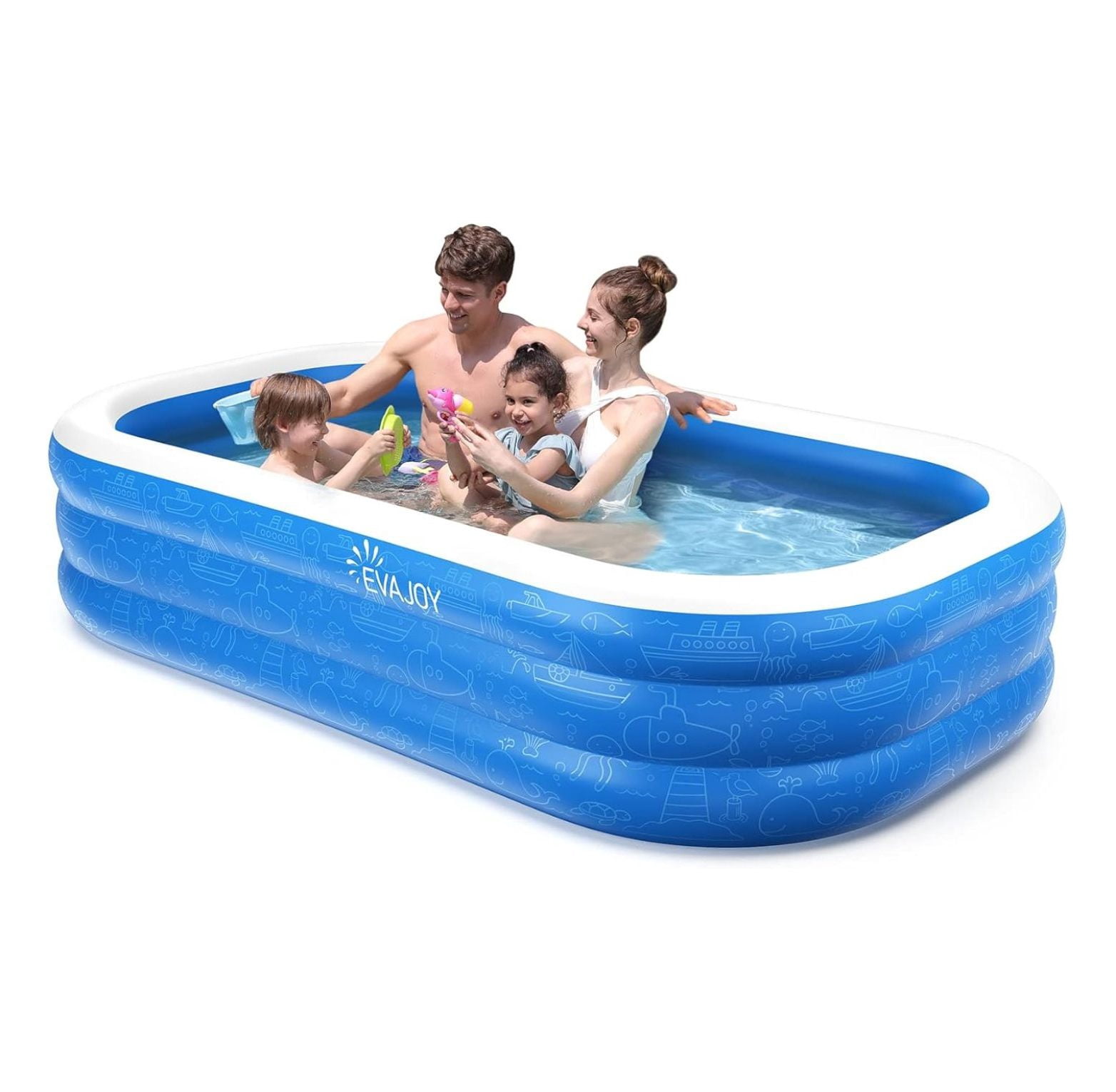 Inflatable Pool, 92''×56''×20'' Inflatable Swimming Pool for Summer Water Party BPA-Free Above Ground Blow Up Kiddie Pool Ball/Sand Pit,Backyard Outdoor Indoor Age 3+