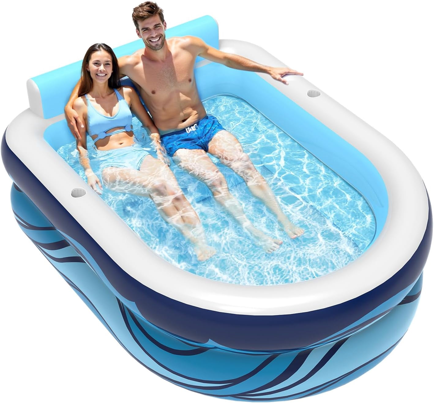 Inflatable Pool for Adults or Kids with Seats/Cup Holders Large Thickened Large Toddlers Cool Swimming Pool Family Summer Blow Up Water Pools for Outdoor, Water Party, Garden SPA Tub