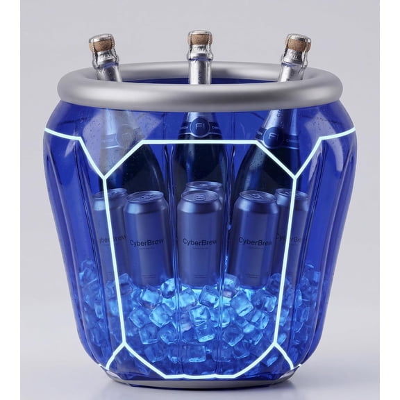 Inflatable Pool Bar with LED Light, Inflatable Floating Cooler with Color Changing Lights, for Summer, Hawaiian, Beach Theme, Pool Party Decorations & Drink Cooler