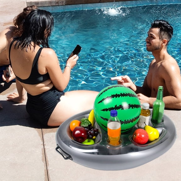 Inflatable Pool Bar for Adults Backyard Adult Leisure Design Built-in Drink Holders Inflatable Bar Top Backyard Party Entertainment Poolside