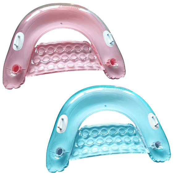Inflatable Pool Chair (2 Pack) Pool Floats Adult with Cup Holder - Lounger for Pool or Lake by 4E's Novelty