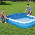 thumbnail image 1 of Inflatable Pool Cover Fits Pool Under 113" L x 84" W, 20s Easy Set by 1 Person, Built-in Elastic & Integrated Cord, Rectangle above Ground Swimming Pool Cover for above Ground Pools, 1 of 9
