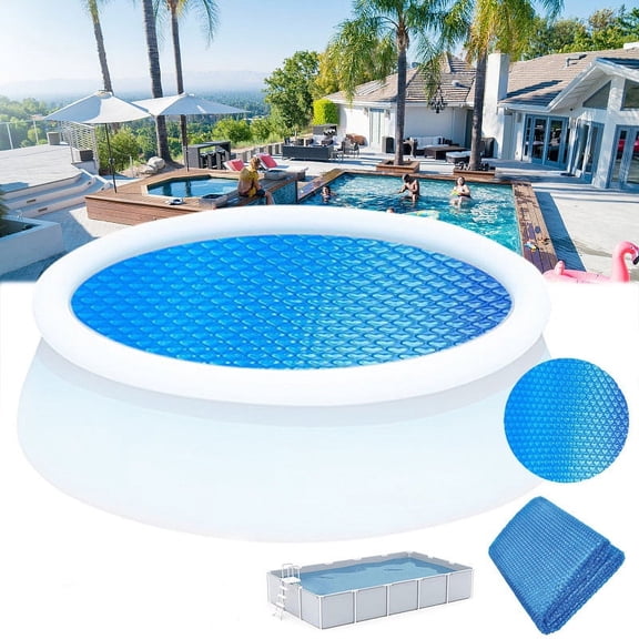 Inflatable Pool Cover, Pool Bubble Cover, Hot Tub Spa Solar Bubble Cover Blanket for Round Inflatable Hot Tub Spa Pool Thermal Insulation Floating Bubble Wrap Covers