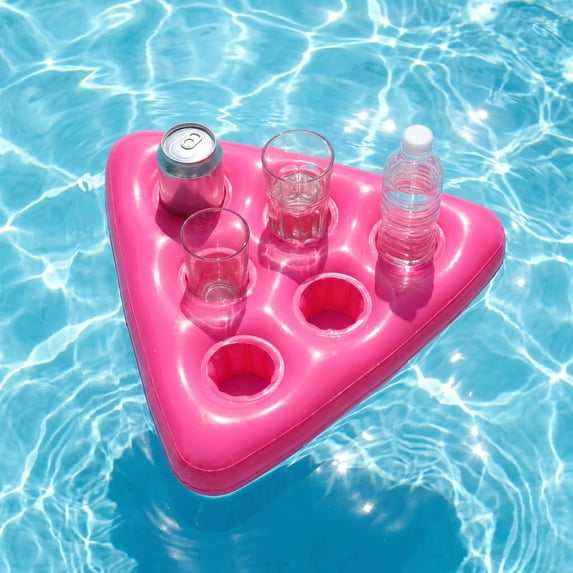 Inflatable Pool Cup Holder Float for 6 Drinks Wearable Hat Summer Floating Beverage Caddy