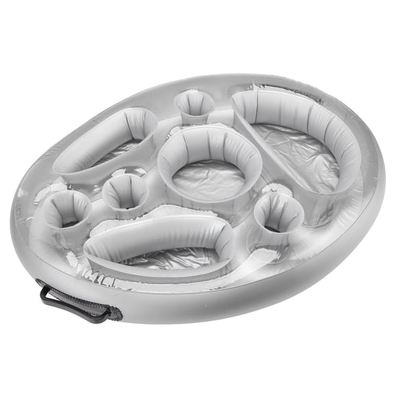 Inflatable Pool Drink Holder Tray, PVC Floating Fruit Wine Cup Mat with Pump for Water Party, Silver (27.6 x 19.7 x 3.9 inches / 70 x 50 x 10 cm) - Ultimate Summer Poolside Companion