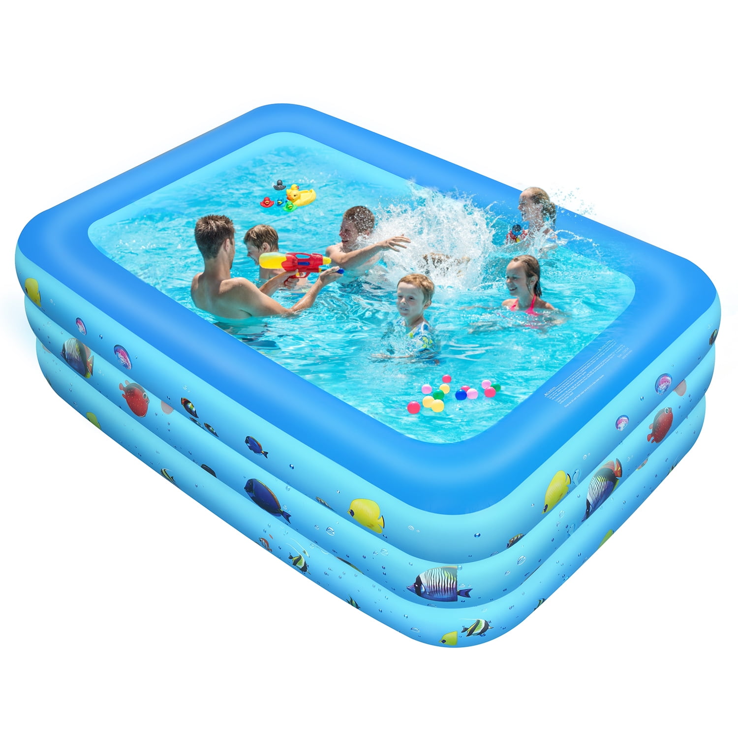 Inflatable Pool, Durable Thickened Blow up Kiddie Pool for Kids, Toddlers and Adults, BPA-Free Family Swimming Pool, 6.9 x 5 x 1.8 ft, Blue