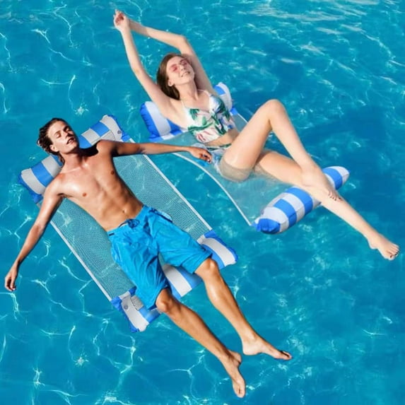 Inflatable Pool Float, 2 Pack Meegoo Inflatable Water Hammock for Adults, Portable Water Hammock with Bottom Mesh for Vacation Fun and Rest, Water Lounge