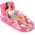 thumbnail image 1 of Inflatable Pool Float Adult - Pool Floaties Lounger Floats Raft Floating Chair Water Floaties for Swimming Pool Lake Lounge Float with Cup Holders Beach Pool Party Toys for Adults (Pink), 1 of 7