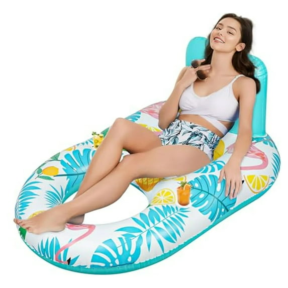 Inflatable Pool Float Adult - Pool Floaties Lounger Floats Raft Floating Chair Water Floaties for Swimming Pool Lake Lounge Float with Cup Holders Beach Pool Party Toys for Adults (Flamingos)