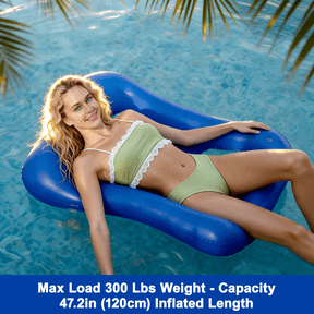 Merryhome Inflatable Pool Float Adults,Stamp Shaped Floating Pool Lounge,Max 300lbs Load,Thickened PVC Pool Raft,Ergonomic Inflatable Tanning Mat,for Adults Vacation Fun and Rest(Blue)