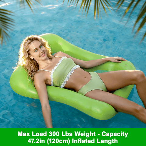 Merryhome Inflatable Pool Float Adults,Stamp Shaped Floating Pool Lounge,Max 300lbs Load,Thickened PVC Pool Raft,Ergonomic Inflatable Tanning Mat,for Adults Vacation Fun and Rest(Green)