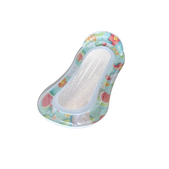 Inflatable Pool Float for Adults, Water Lounger Sofa with Built-In Headrest, Foldable PVC Pool Raft for Beach, Lake and Pool Leisure, Clear Strawberry
