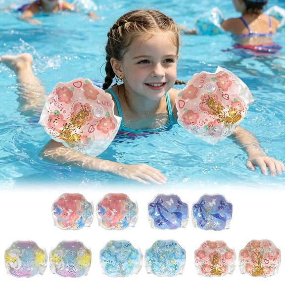Inflatable Pool Float, Arm Floaties for Student 6-12Yrs, Cartoon Butterfly Wings Style Buoyancy Water Sleeves, Inflatable Pool Toys for Beginner Swimmers, 2 Pieces Leak-Proof