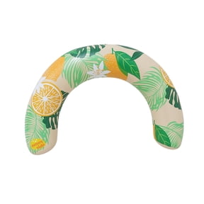 Inflatable Pool Float Beige Lemon Pattern U-Shaped Floating Chair for Pool Beach Water Park