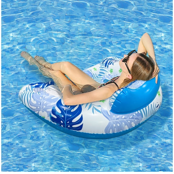 Inflatable Pool Float Chair for Adults U Shaped Water Buoyancy Seat, PVC Floating Lounge for Outdoor Pool and Water Leisure, Summer Swim Buoy for Relaxation,Blue
