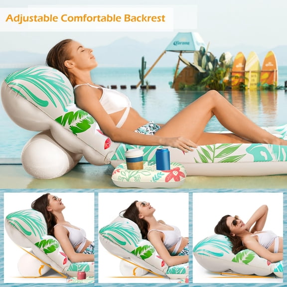 Inflatable Pool Float Chair Beige Adult Lake Beach Tanning Party Lounger Raft