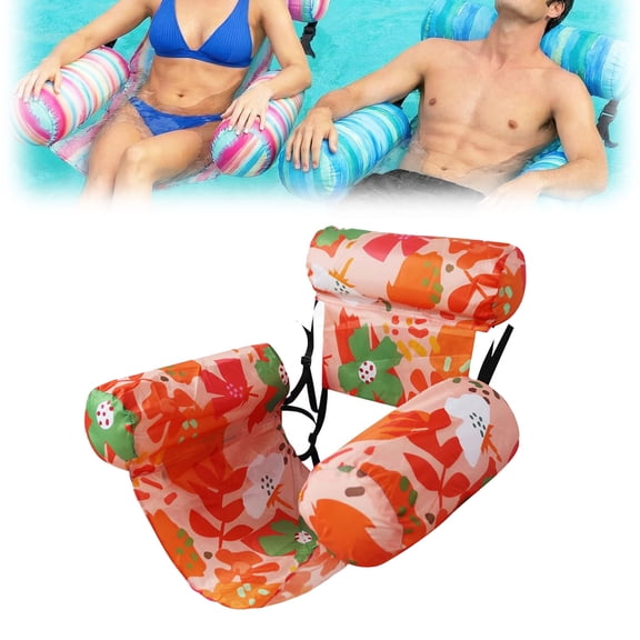 Inflatable Pool Float Chair – Heavy Duty Adult Water Lounge, Blow Up Floaties for Summer Fun, Lake & Beach, Ergonomic with 3 Buoyant Cushions, Portable (1PCS, Orange)
