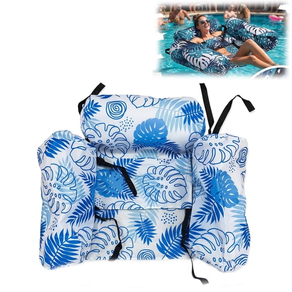 Inflatable Pool Float Chair, Pool Floats Adult Heavy Duty, Pool Chairs Water Floating Lounge, Blow Up Floaties for Summer Fun Party Lake Beach (Blue 1 Air pump)