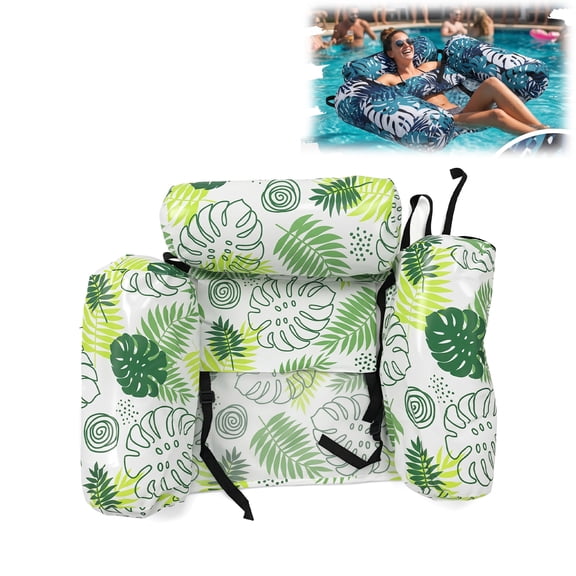Inflatable Pool Float Chair, Pool Floats Adult Heavy Duty, Pool Chairs Water Floating Lounge, Blow Up Floaties for Summer Fun Party Lake Beach （Light green+1 Air pump）