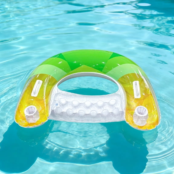 Inflatable Pool Float Chair, Thickened PVC Lounge with Cup Holders & Handles, Inflatable Water Floating Lounge Chair(Pineapple))