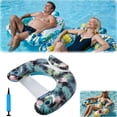 thumbnail image 1 of Inflatable Pool Float Chairs Adults, Heavy Duty Pool Float with Mesh Seat, Backrest and Cup Holders, Beach Chairs for Summer Party, Pool, Lake, River & Beach(Dark colors), 1 of 7