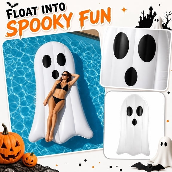 Inflatable Pool Float Ghost Pool Float for Adults Spooky Halloween Inflatable Pool Lounge for Pool Party Summer Pool Decor 1 Pack