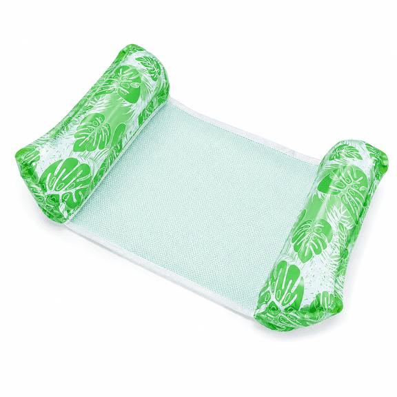Inflatable Pool Float Hammock, 1 Pack Tropical Leaf Water Hammock with 2 Air Pillows, Mesh Pool Lounger Floating Chair for Adults, Portable Pool Raft for Swimming Pool, Lake, Beach and Summer Relaxat